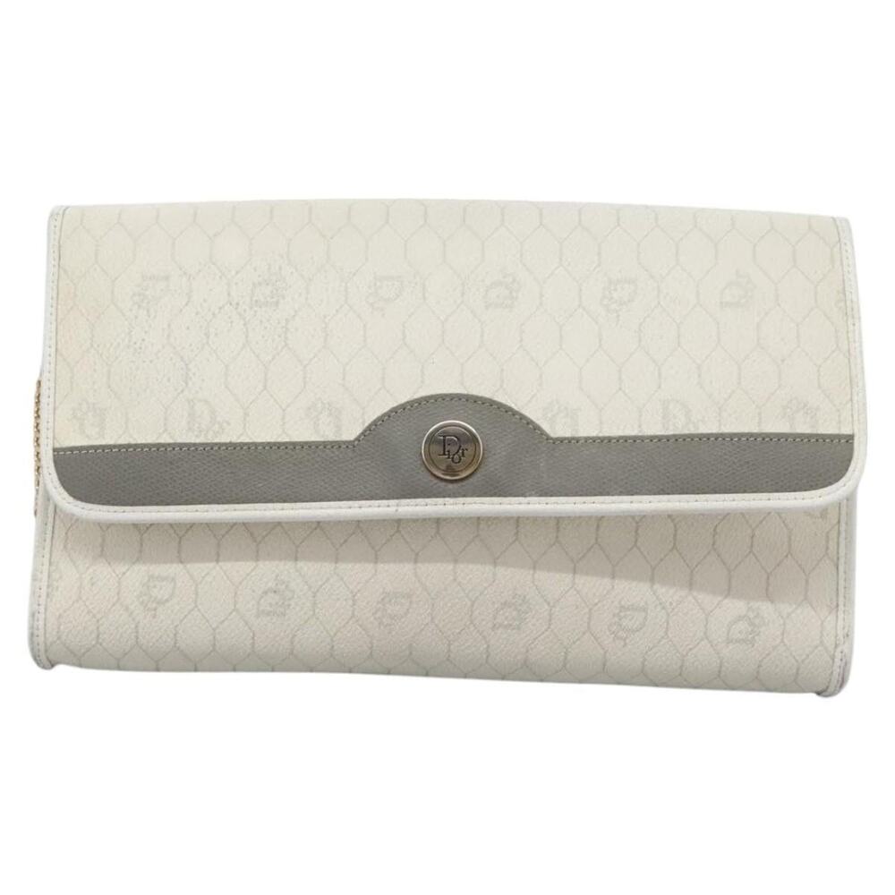 Dior Honeycomb Canvas Chain Shoulder Bag White